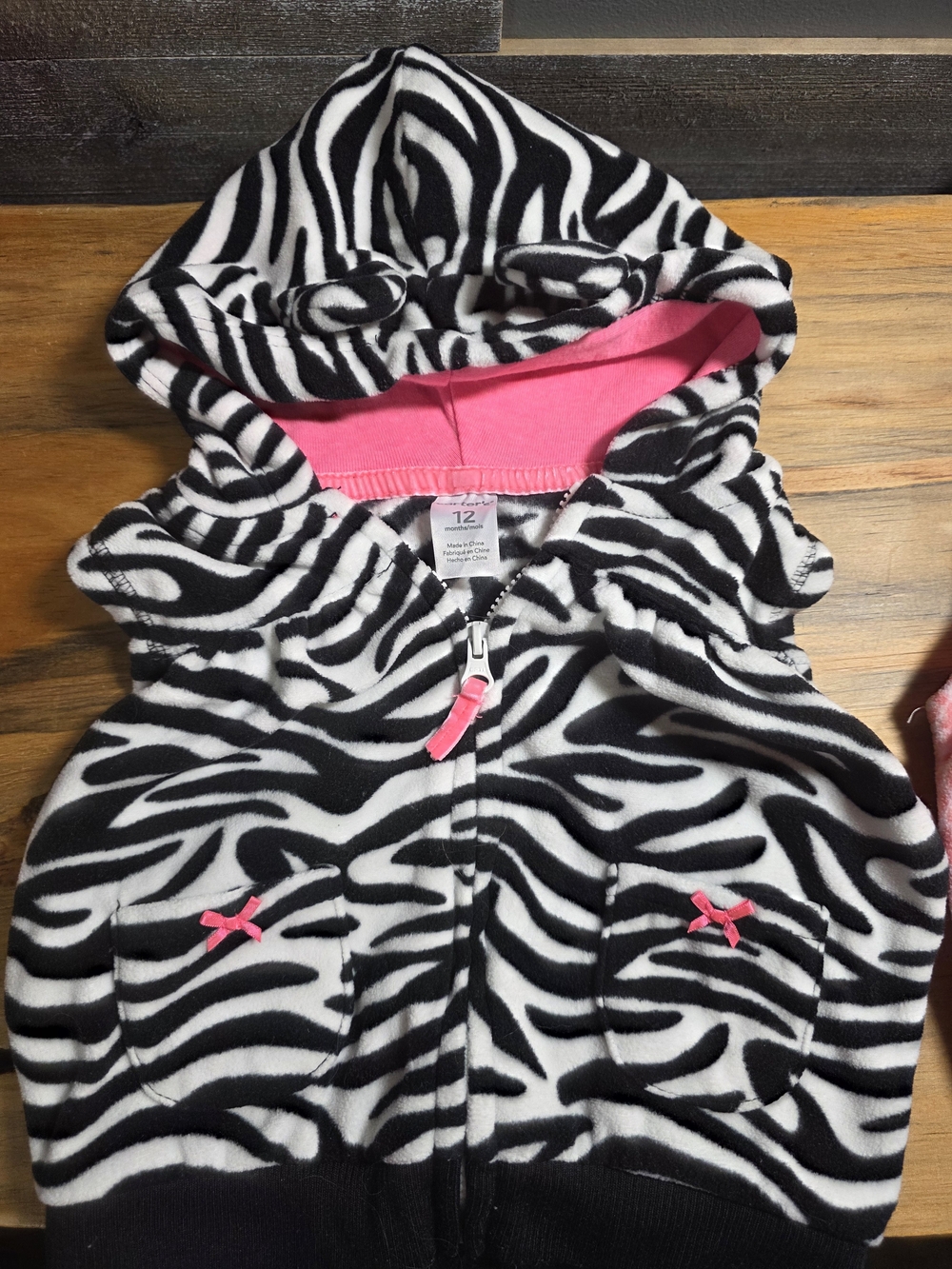 Carter's Pink Zebra & Leopard Kids Pajama Jackets - 12M - Picture 3 of 4
